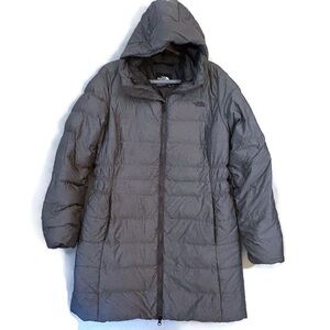Women's The North Face 550 Gray Hooded Down Filled Quilted Parka